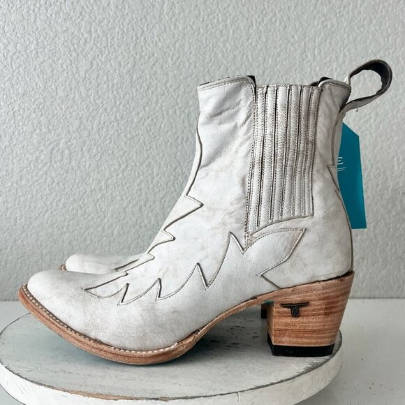 Lane CHELSEA Womens Cowboy Bootie 10 Western White Short Ankle Cowgirl Boots - Picture 4 of 11